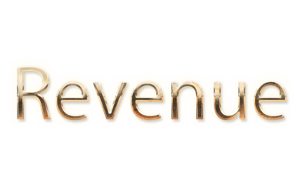 WORD REVENUE gold text typography PNG images free